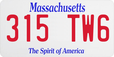 MA license plate 315TW6