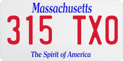 MA license plate 315TX0