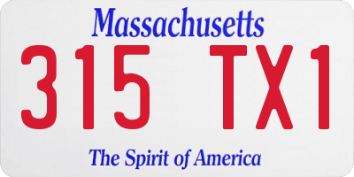 MA license plate 315TX1