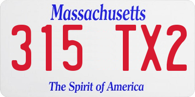 MA license plate 315TX2