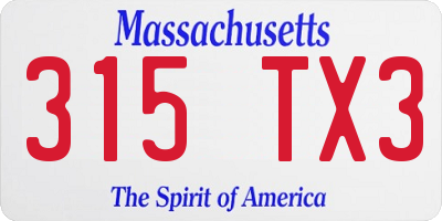 MA license plate 315TX3