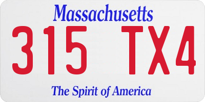 MA license plate 315TX4