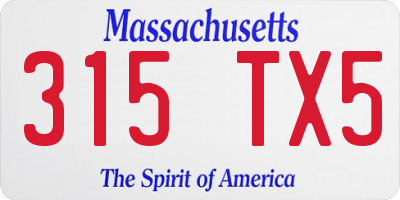 MA license plate 315TX5