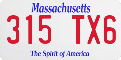 MA license plate 315TX6