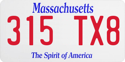 MA license plate 315TX8