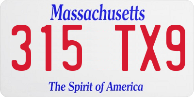 MA license plate 315TX9