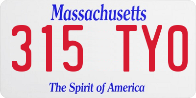 MA license plate 315TY0