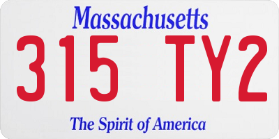 MA license plate 315TY2