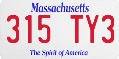 MA license plate 315TY3