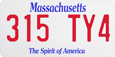 MA license plate 315TY4