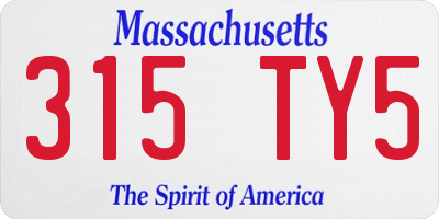 MA license plate 315TY5
