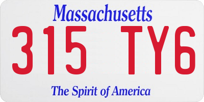 MA license plate 315TY6