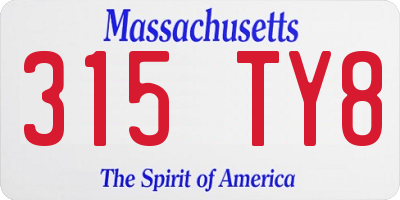 MA license plate 315TY8