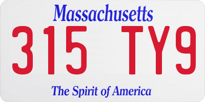MA license plate 315TY9
