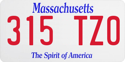 MA license plate 315TZ0