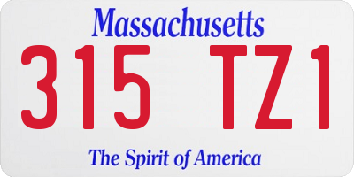 MA license plate 315TZ1