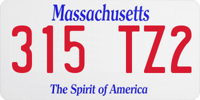 MA license plate 315TZ2