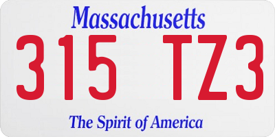 MA license plate 315TZ3
