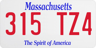 MA license plate 315TZ4