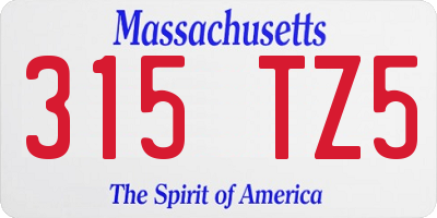 MA license plate 315TZ5