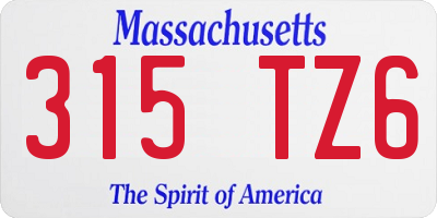 MA license plate 315TZ6