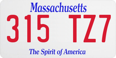 MA license plate 315TZ7