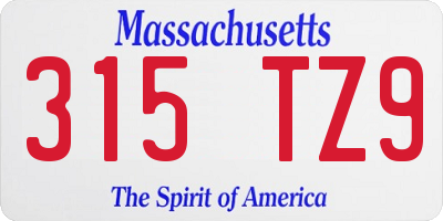 MA license plate 315TZ9