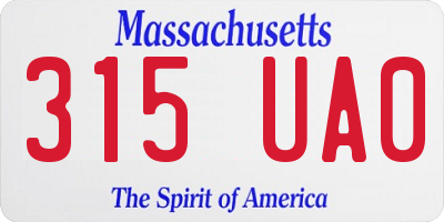MA license plate 315UA0