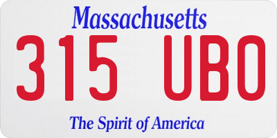 MA license plate 315UB0
