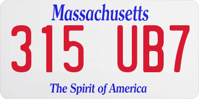 MA license plate 315UB7