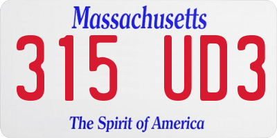 MA license plate 315UD3