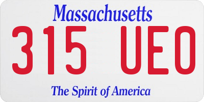 MA license plate 315UE0