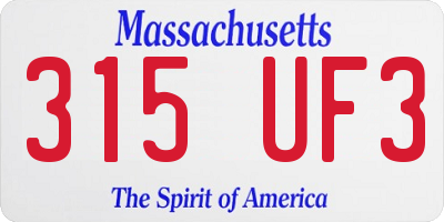 MA license plate 315UF3