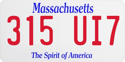 MA license plate 315UI7