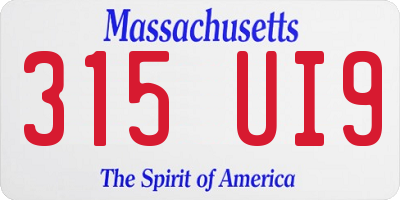 MA license plate 315UI9