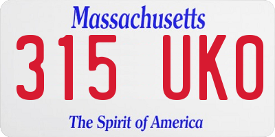 MA license plate 315UK0