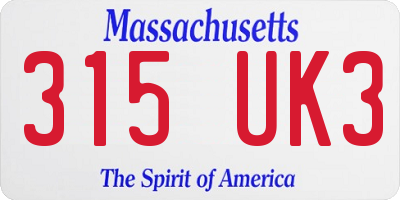 MA license plate 315UK3