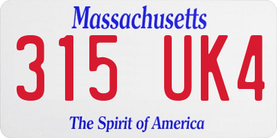 MA license plate 315UK4