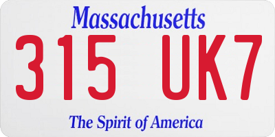 MA license plate 315UK7