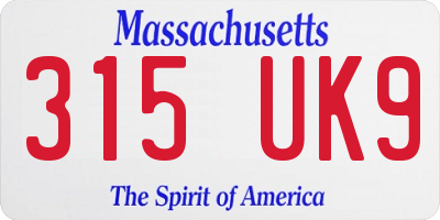 MA license plate 315UK9