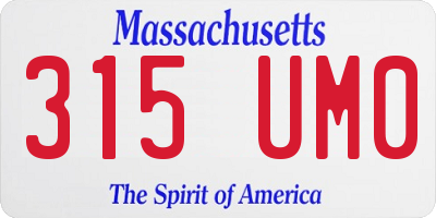 MA license plate 315UM0
