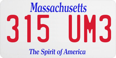 MA license plate 315UM3