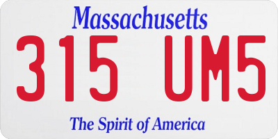 MA license plate 315UM5