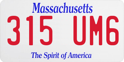 MA license plate 315UM6