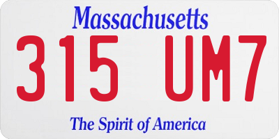 MA license plate 315UM7