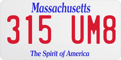MA license plate 315UM8