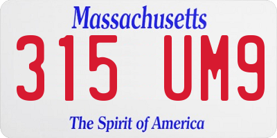 MA license plate 315UM9