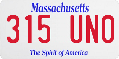 MA license plate 315UN0