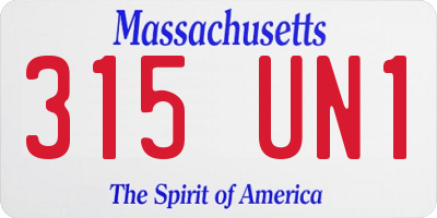 MA license plate 315UN1