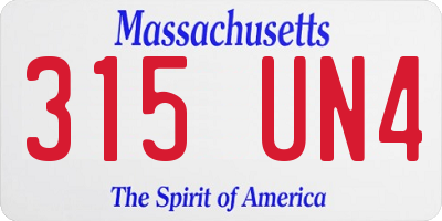 MA license plate 315UN4